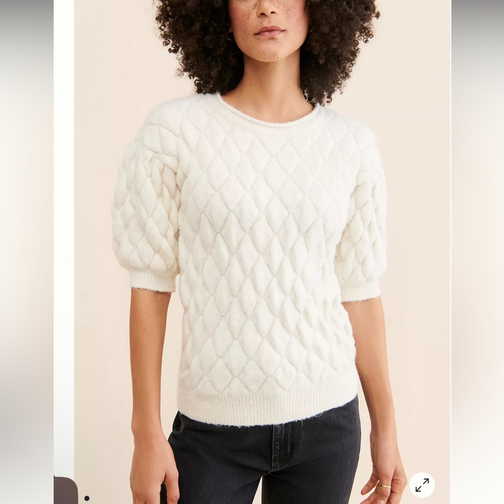 Anthropologie Bonnie Quilted Eyelash Sweater cream - will fit small
